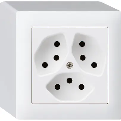Presa AP kallysto 3×T13 bianco con protezione bambini 