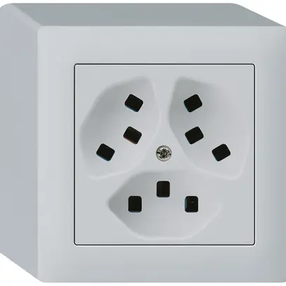 AP-Steckdose Hager kallysto 3×T23 Q lichtgrau 
