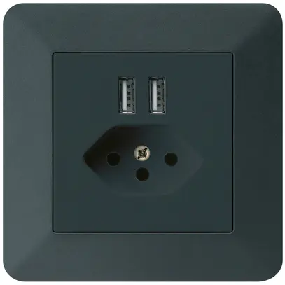 Prise ENC 2×USB & T13 kallysto.trend 2400mA noir 