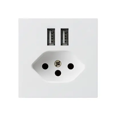 Presa 2×USB & T13 kallysto A 2400mA bianco 