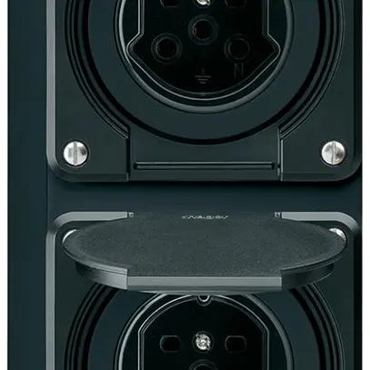 Combi AP 2×1 HA robusto 2×tipo 15 con morsetti a innesto con coperchio nero 