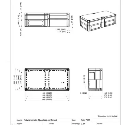 Scatola per apparecchi RW CUBO C 300×600×180 CPCF G OHI CP 1H grigio 
