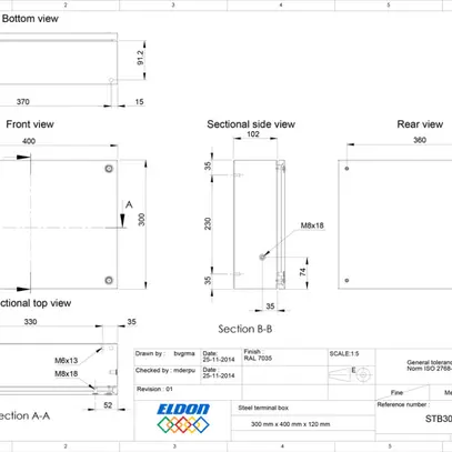 Scatola di raccordo nVent HOFFMAN STB 400×300×120mm IP66 grigio 