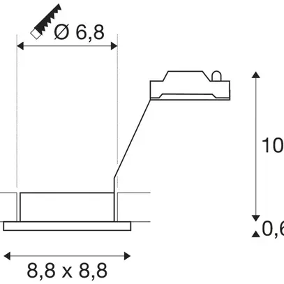 Plafonnier INC SLV DOLIX OUT SQUARE GU10 50W IP65/20 68mmØINC gris 