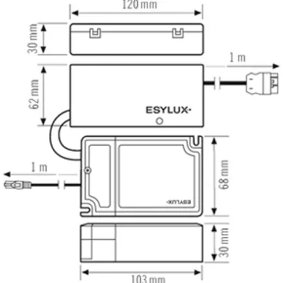 Convertitore LED ESYLUX DRIVER SET 30W RJ45 WAGO WINSTA DALI 