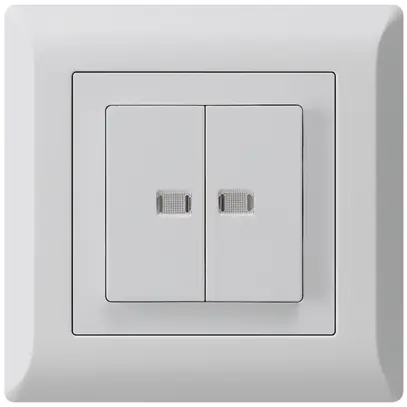 Pulsante luminoso INC kallysto.line 2×AR/1P con 2 lenti grigio chiaro 
