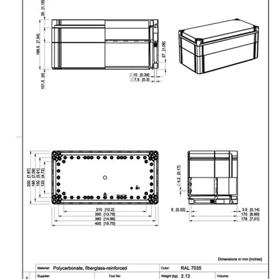 Scatola per apparecchio CUBO O 200×400×180 