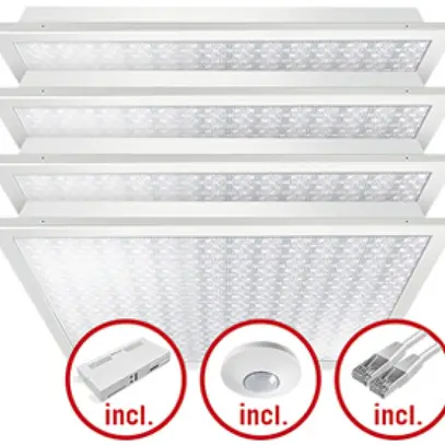 Set di lampade LED INS ESYLUX CELINE-2 600×600 4×30W 840 18400lm opale 