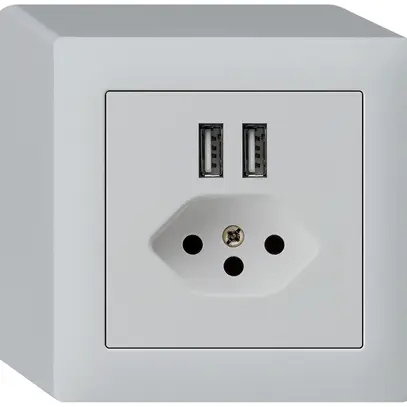 Presa AP 2×USB & T13 kallysto Q 2400mA grigio chiaro 