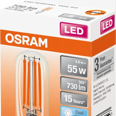 LED-Lampe OSRAM T26 E14 4.9W 730lm 840 Ø25×83mm klar 