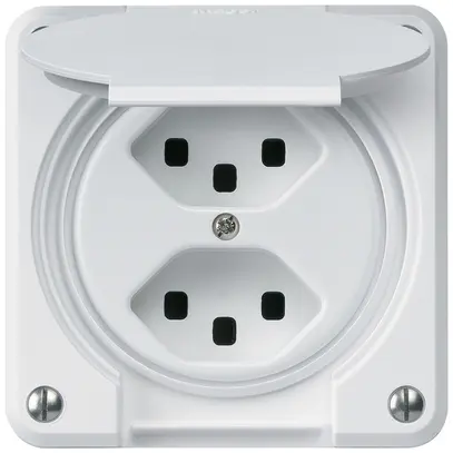 Presa INC robusto 2×tipo 23 bianco per combinazione 