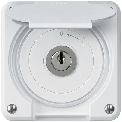 Contatto rotativo a chiave INC robusto IP55 bianco con coperchio 1P combinazione 