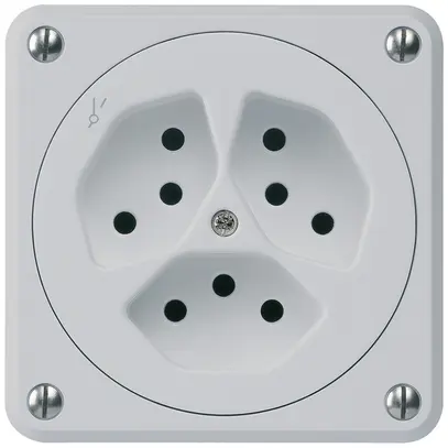 UP-Steckdose robusto 3×Typ 13/1 grau ohne Klappdeckel 