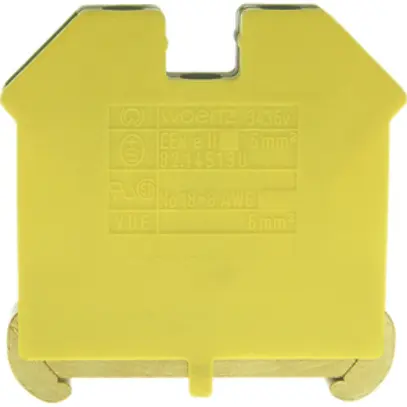 Morsetto di terra componibile Woertz 2.5…6mm² vite 2×1 DIN 35mm verde/giallo 