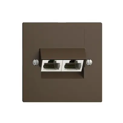 Prise ENC 2×RJ45/u 4P sép.EDIZIOdue coffee ITplus 