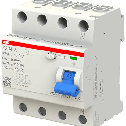 Interruttore differenziale ABB 30mA 63A 3P+N F204A-63/0.03 