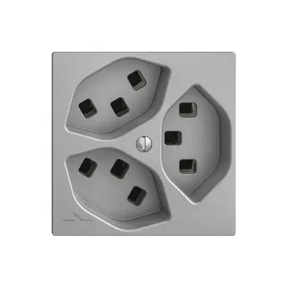 Presa 3×T23 Feller EDIZIOdue F, 1×separato, morsetti a innesto, silver 