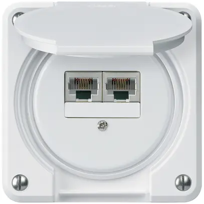 Scatola di raccordo INC robusto IP55 bianco 2×RJ45/s separate per combinazione 