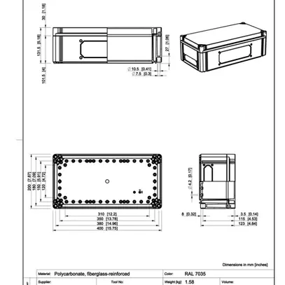 Scatola per apparecchi RW CUBO C 200×400×130 CPCF G OHI CP 1H grigio 