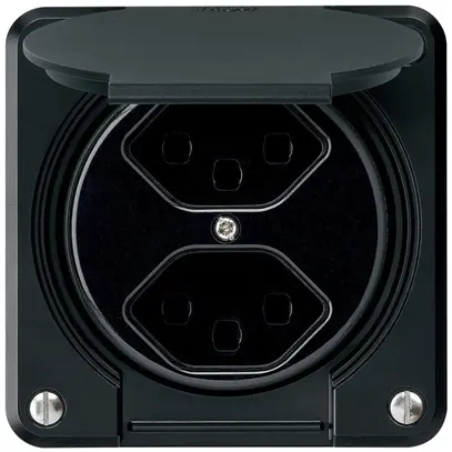 Presa INC robusto 2×tipo 23 nero per combinazione 