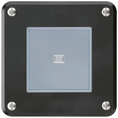 Interruttore INC robusto IP55 schema 6 illuminato nero 