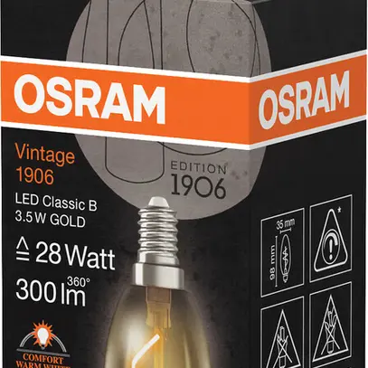 LED-Lampe Osram Vintage 1906 E14 3.5W 300lm 2200K DIM Ø35×98mm B10.5 Gold 