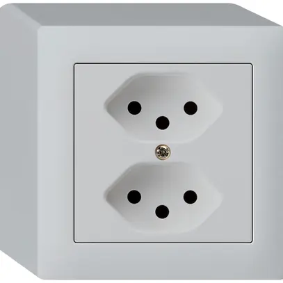Presa AP kallysto 2×T13 grigio chiaro con protezione bambini 