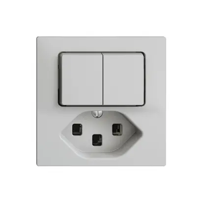 Combinazione 1/3+3/1L+T23 16A grigio chiaro, EDIZIOdue 