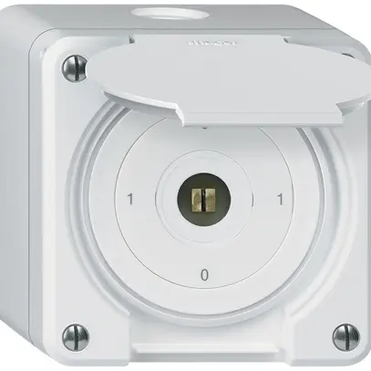 Interrupteur à clé carrée AP avec clapet robusto IP55 S0/3P blanc 