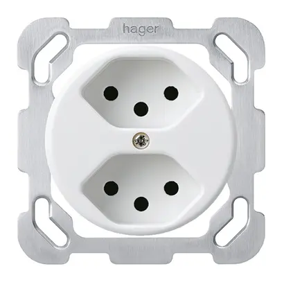 Inserto per presa INC basico 2×tipo 13 con placca di fissaggio bianco 