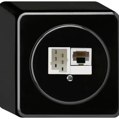 Scatola di raccordo AP basico 1×RJ45u+1×TT83 nero 
