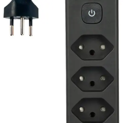 Presa multipla Re:Life 10A con interruttore ACC/CHIUS 4×T13 1.8m nero 