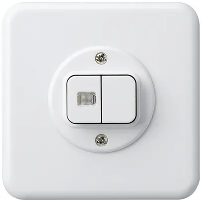 UP-Frontset basico weiss mit 1 Linse Doppeldruckknopf86×86mm 