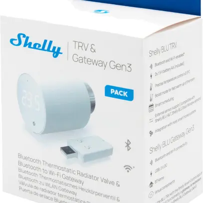 Kit servomoteur RF Shelly BLU TRV SET 1 BLE M30×1.5 1×adaptateur 