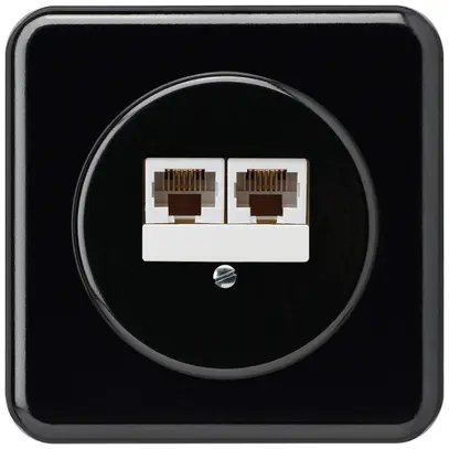 Boîte de raccordement ENC basico 2×RJ45u séparé noir 