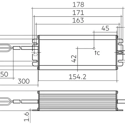 Convertisseur LED Tridonic LC 100 24V IP67 L EXC UNV, 100W, 24VDC, 178×68×39mm 