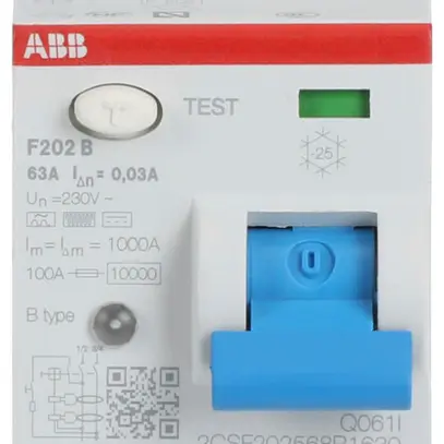 Interruttore differenziale proM compact 1PN tipo B, 63A 30mA 2UM leggr.ritardato 