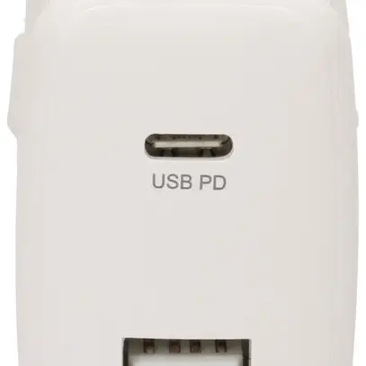 Caricatore USB MAX HAURI 1×A+1×C PD 30W 5/9VDC 2.4/2A T26 240VAC bianco 
