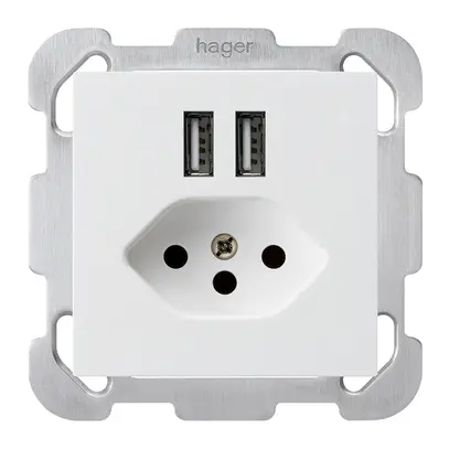 Prise ENC 2×USB & T13 kallysto B 2400mA blanc 