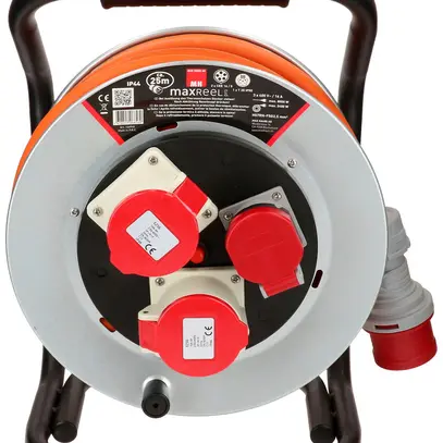 Enrouleur de câble MH maxReel acier 2×CEE16 1×T25 IP44 5×2.5mm² 25m IP44 