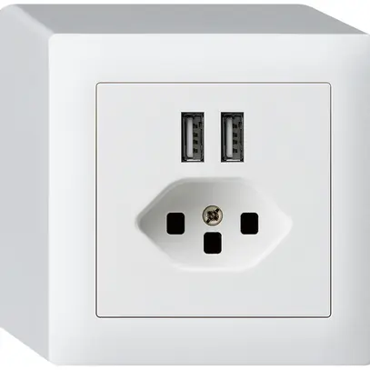 Presa AP 2×USB & T23 kallysto Q 2400mA bianco 