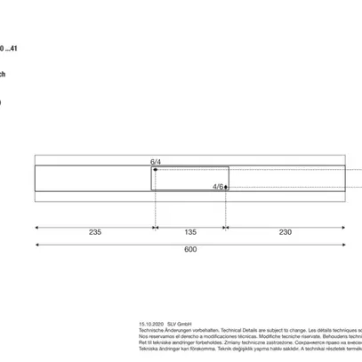 Applique LED SLV DIRETO 60 14W 1180lm 2700/3000K 180° REG 600×90×35mm bianco 