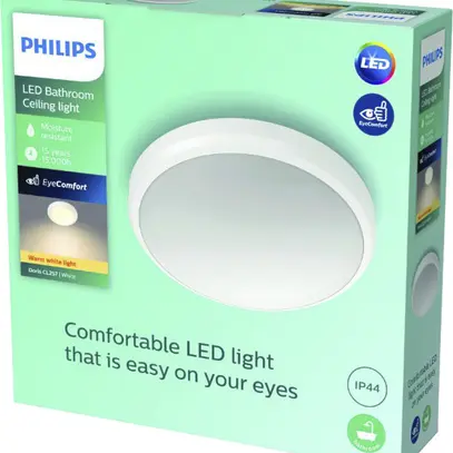 Plafoniera LED Philips Doris 6W 600lm 2700K IP44 Ø220mm bianco 