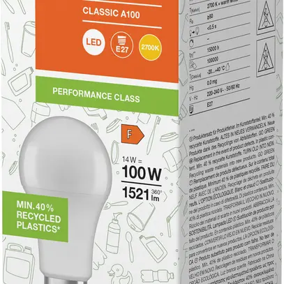 Lampe LED LEDVANCE Classic A E27 14W 1521lm 827 Ø60×118mm type A mat 