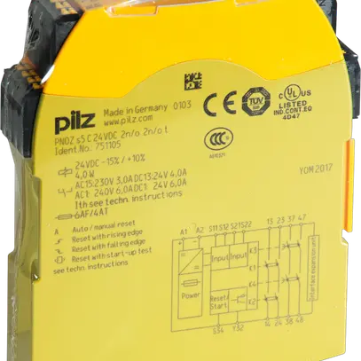 Not-Halt Schaltgerät, Schutztürwächter PNOZ s5 C 24VDC 2 n/o 2 n/o t 