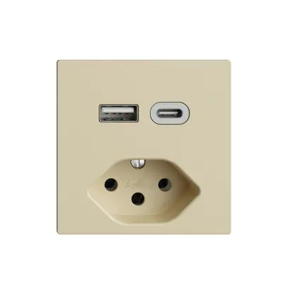 Presa USB tipo A+C + tipo 13 Feller EDIZIOdue F 230V 3000mA vanille 