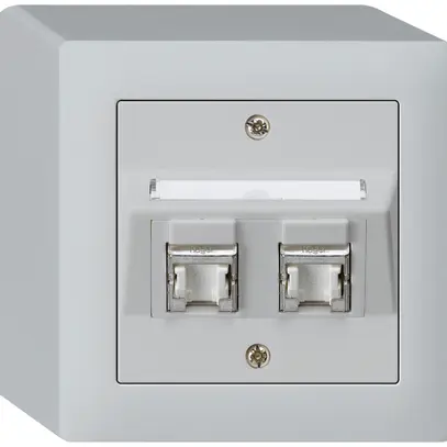Prise AP kallysto cat.6 2RJ45/s gris clair 