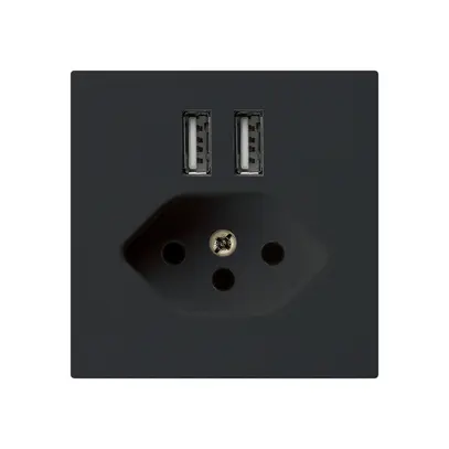Prise 2×USB & T13 kallysto A 2400mA noir 