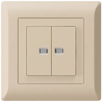 Interruttore pulsante luminoso INC kallysto.line 1/3+3/1 con 2 lenti beige 