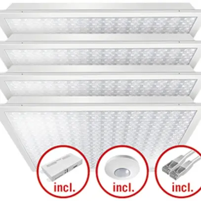 Jeu de lampes LED INC ESYLUX CELINE-2 625×625 4×30W 840 18400lm opale 